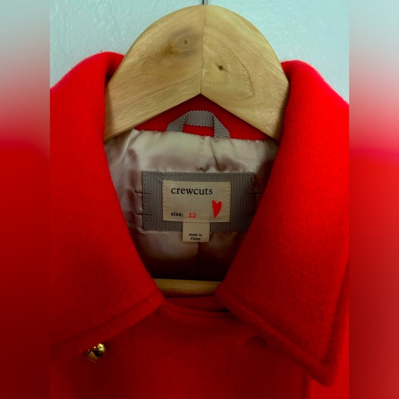 J. Crew Crewcuts Red Wool Blend Pea Coat - Picture 3 of 7